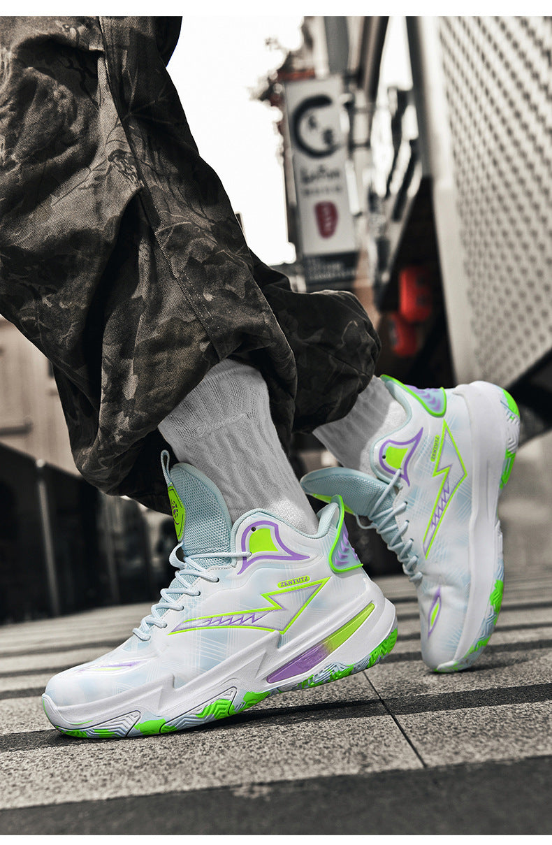 Professional Basketball Shoes for Men, Autumn Non-Slip Wear-Resistant Sports Shoes, Youth Junior High School Specialized Practical Sneakers, Mandarin Duck Color