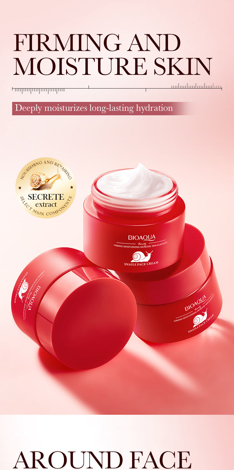Snail Elasticity Cream BIOAOUA Firming, hydrating, moisturizing, and rejuvenating face cream for cross-border foreign trade wholesale