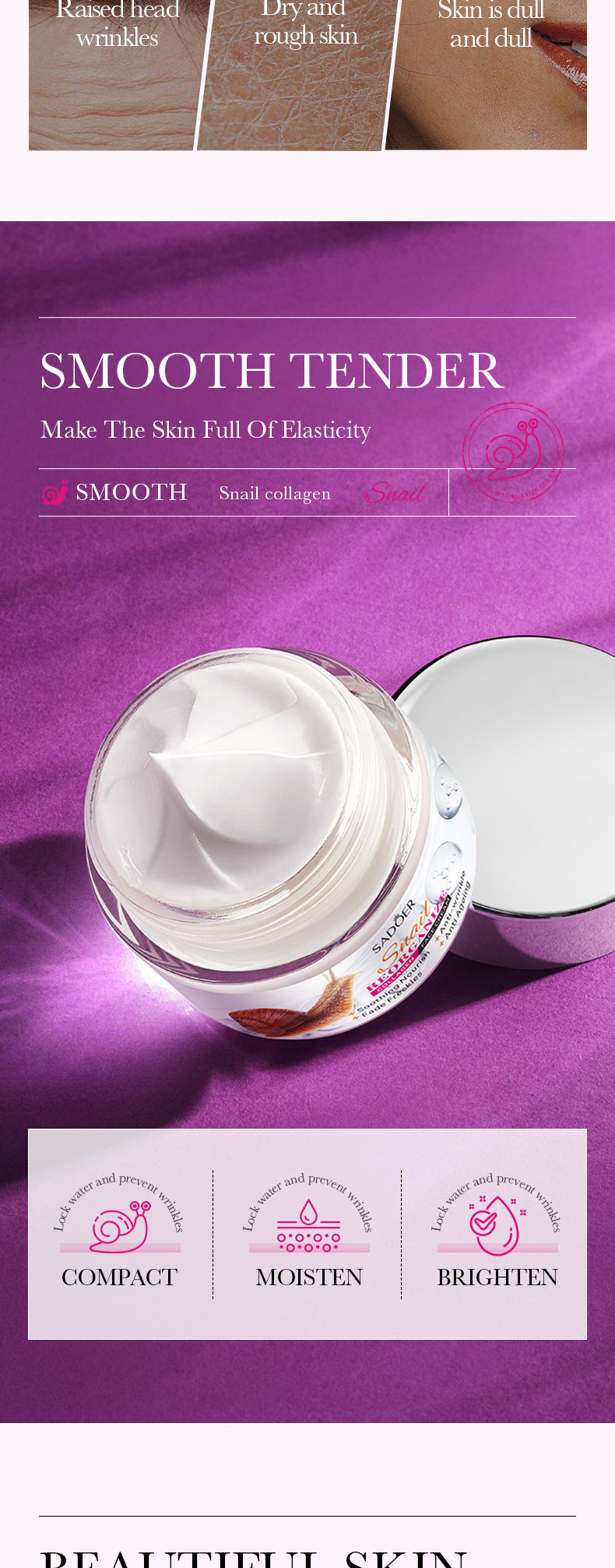 Full English Snail Face Cream50g Collagen Hydrating Moisturizing Cream  Foreign Trade Wholesale