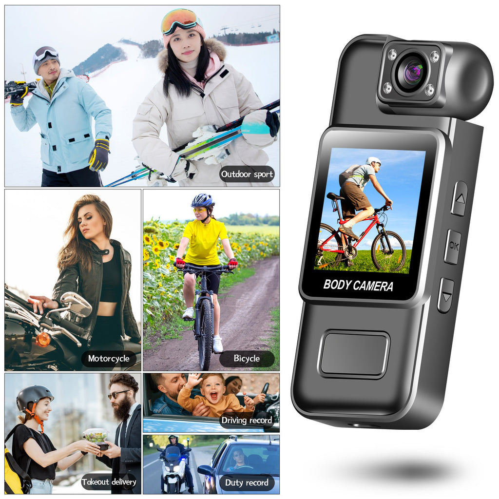 Portable Pocket Camera with Screen, Pocket Camcorder with Back Clip, HD Infrared Night Vision Portable Law Enforcement Camera