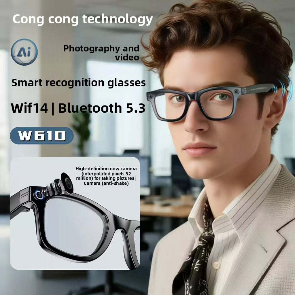 W610Smart Glasses AI Voice Assistant Translation800W Camera Listening to Music Bluetooth Calling Bluetooth