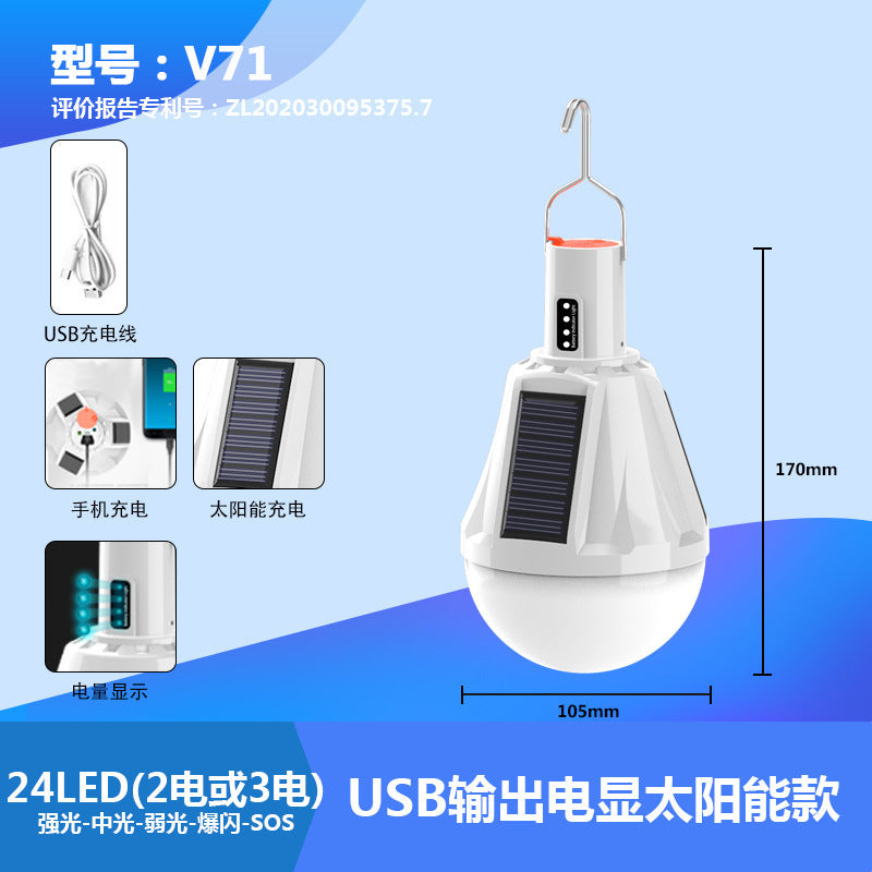New tent light solar rechargeable bulb light for outdoor camping LED Tent light Portable Emergency Light