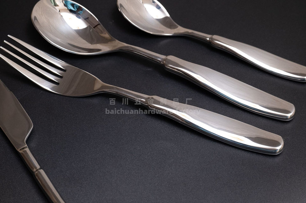 304Stainless Steel Spoon with Thickened Handle, Simple Household Knife, Fork, Spoon, Western Restaurant Supplies, Cutlery Set Wholesale
