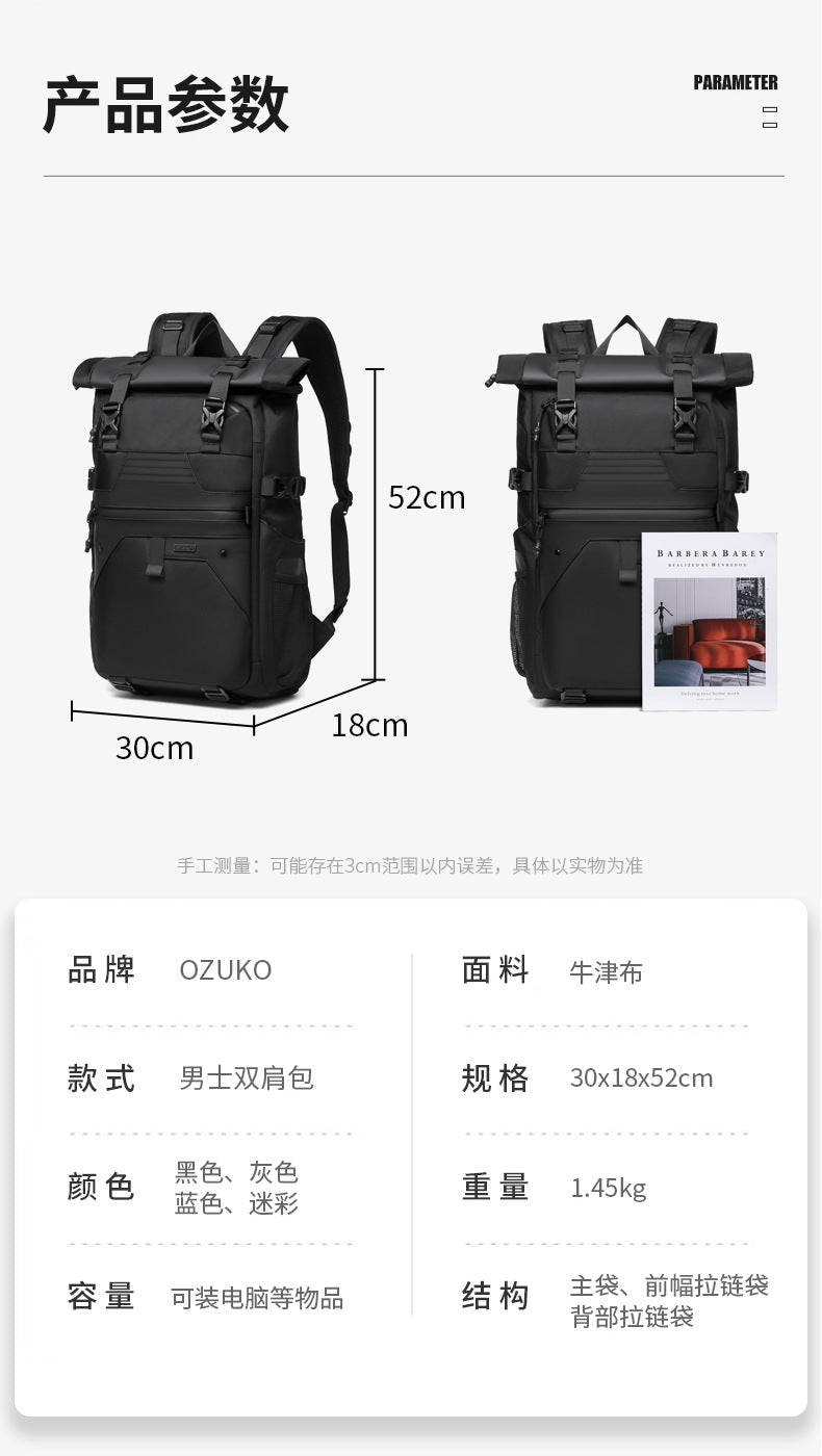OZUKO Casual Backpack Backpack School Bag Large Capacity Waterproof Computer Bag Unisex Travel Commuting Bag