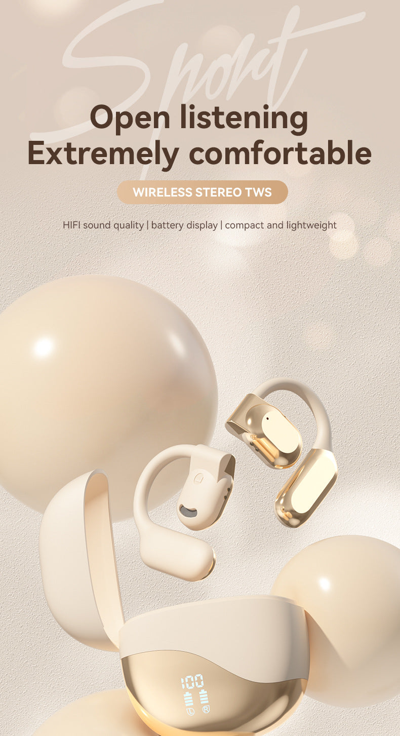 M62Popular AI Translation Bluetooth Earphones Bone Conduction Ear Hook Digital Display Long Battery Life Wireless Bluetooth Earphones