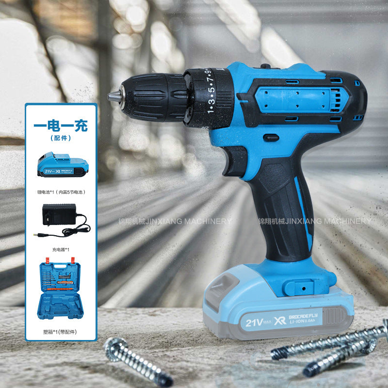Hot Sale21V Three-Function Impact Lithium Electric Drill Household Tool Set48h Factory Direct Large Volume Great Price