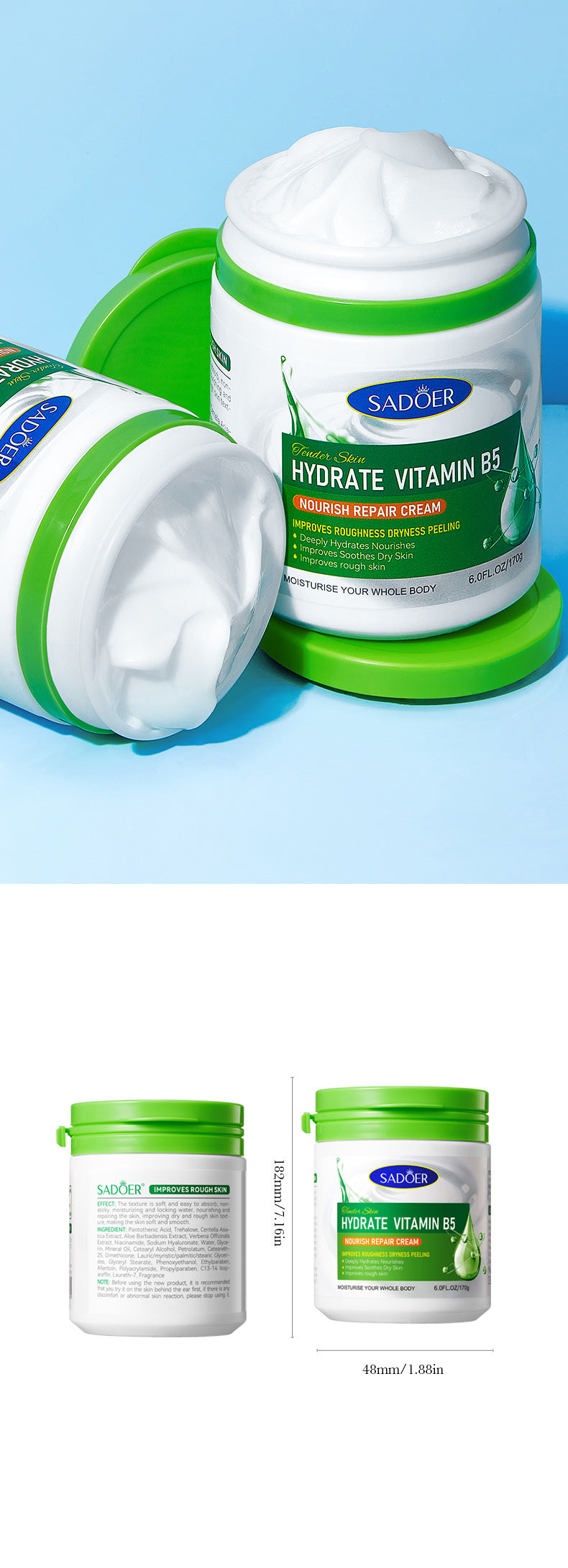 Repair cream170g SADOER Vaseline Vitamin C Hydrating and Moisturizing Face Cream Cross-Border Wholesale