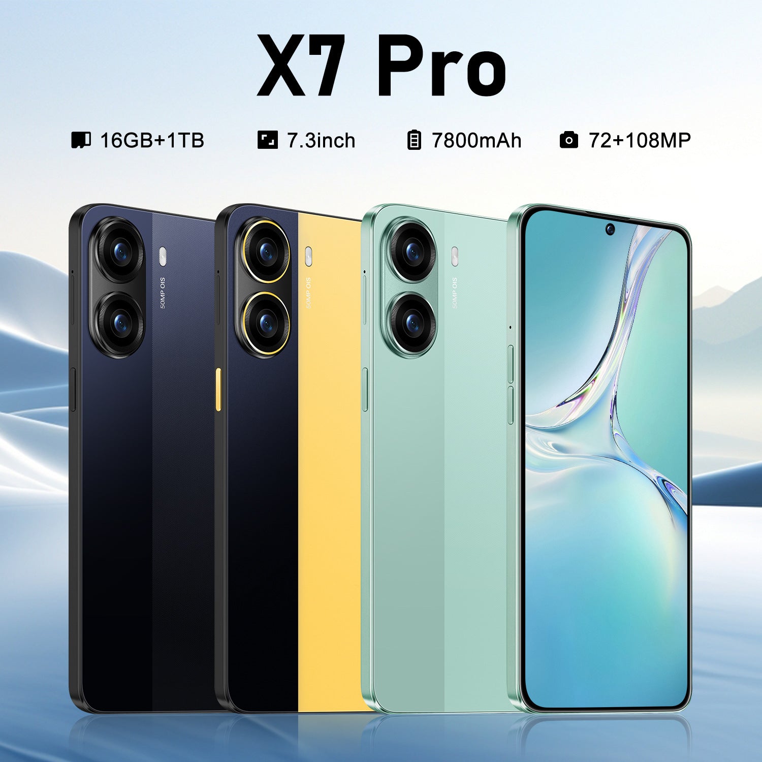 New model exclusive X7 Pro Android Smartphone7.3Super Large Screen16+1T Overseas Version Direct Source Sale