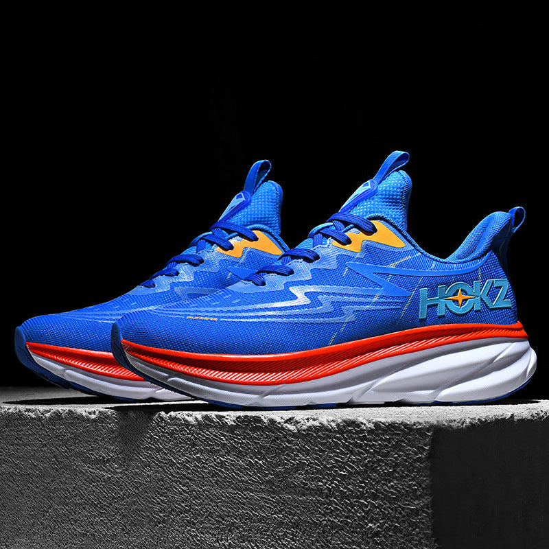 Foreign Trade New Running Shoes for Men and Women, Mesh Breathable Lightweight Cushioned Non-Slip Marathon Shoes for Long Distance Running and Jogging Training