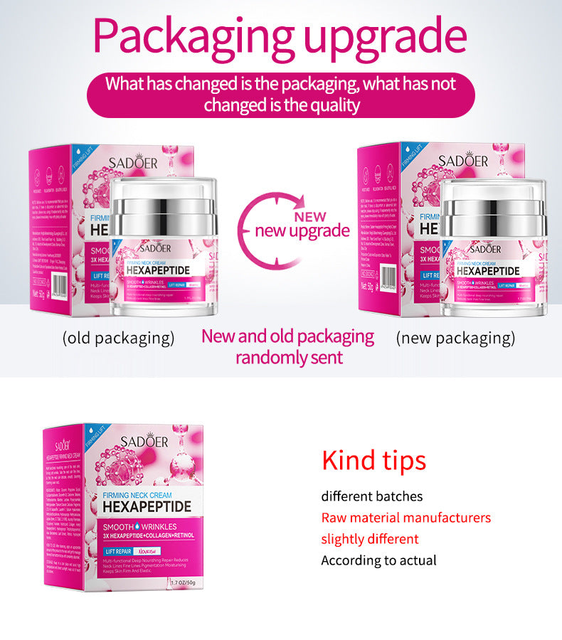 Six Peptide Neck Cream50g SADOER Tightening, Hydrating, Skin Rejuvenation, Fine Line Tightening, Cross-Border Wholesale