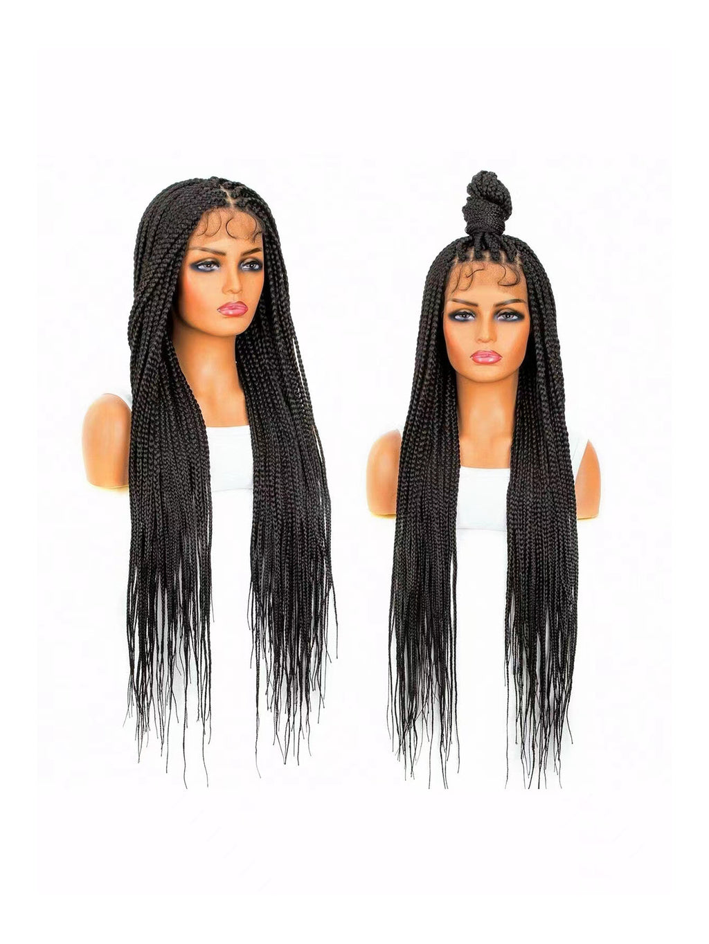 Foreign Trade Cross-Border European American African Wig for Women Full Hand-Woven Lace Three-Strand Braid Long Straight Hair Wig briad wig