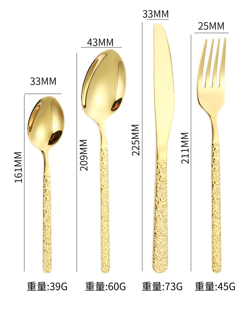 410Stainless Steel Cutlery Set Stone Pattern Knife Fork Spoon24Western-style dining set6Steak Knife and Fork for One Person
