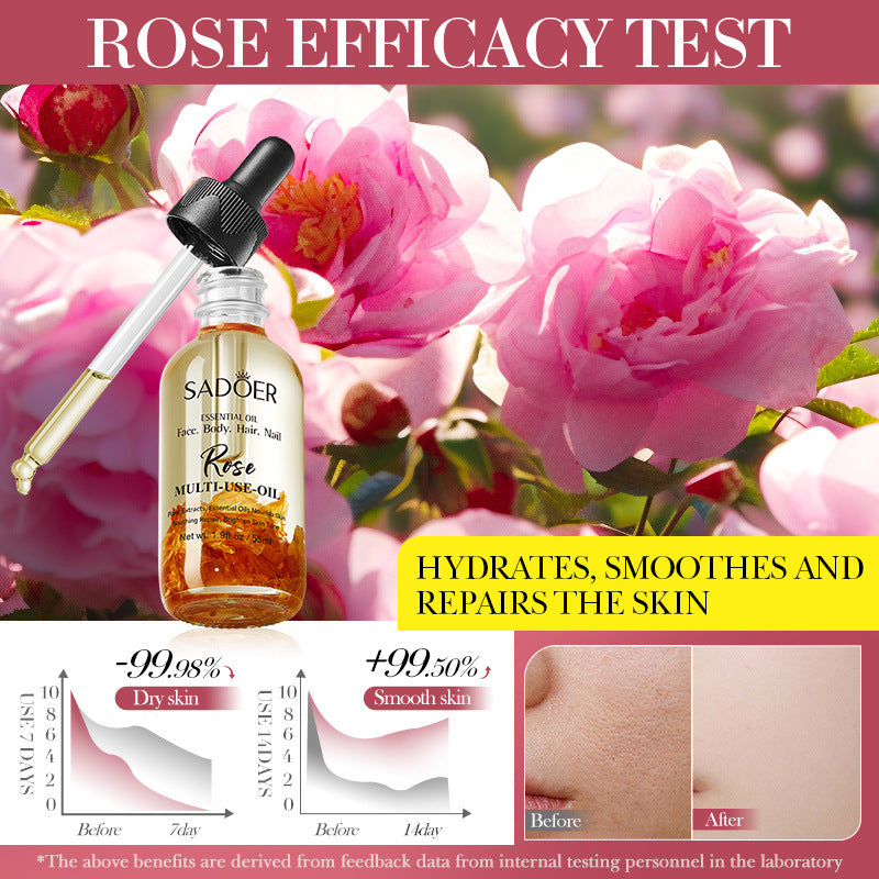 Rose Dried Flower Multi-effect Massage Oil SADOER Moisturizing skin body essential oil cross-border foreign trade wholesale
