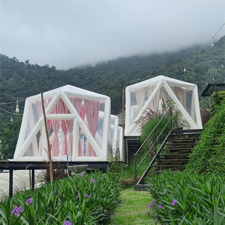 Outdoor Double-Layer Transparent Bubble Tent Rooftop Dining Inflatable Starry Sky Homestay Hotel Villa Restaurant Mongolian Yurt