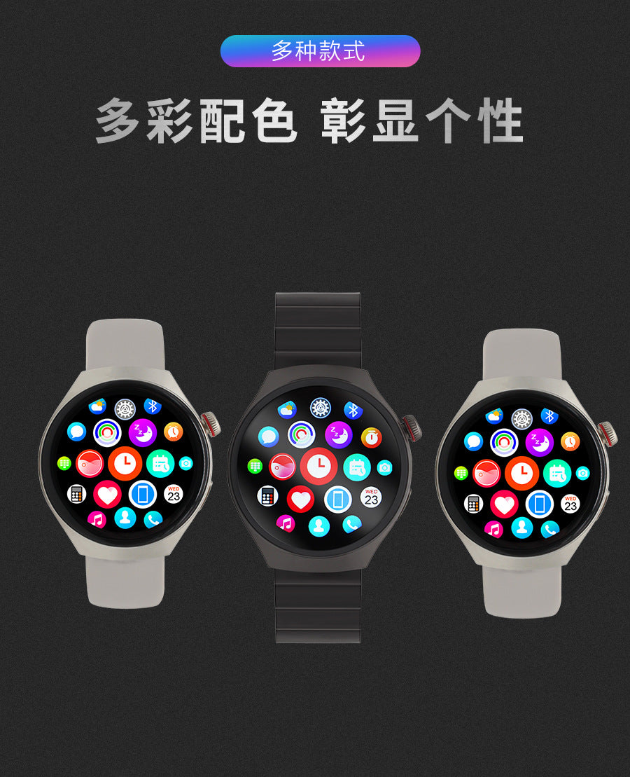 gt4pro Round Screen Smart Watch Bluetooth Call Waterproof Heart Rate Blood Oxygen Monitoring Step Counter Smart Watch