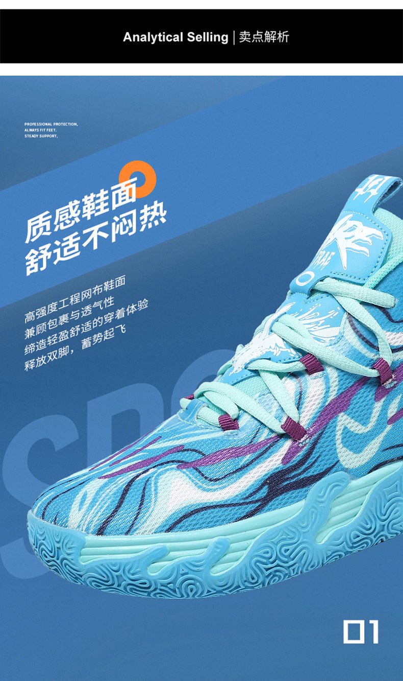 New Mid-Calf Professional Basketball Shoes Outdoor Practical Breathable Couple Shoes Thick Sole Non-Slip Unisex Shock Absorption Sports Shoes