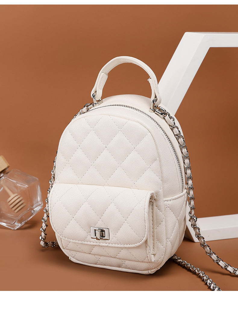 Chanel Style Quilted Chain Backpack New Simple Japanese and Korean Style Cute Mini Handbag for Women