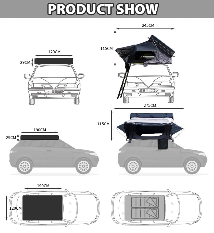 New Full Aluminum Alloy Roof Tent Car Travel Hard Shell Car Tent Outdoor Camping Self-Driving Tour Roof Tent