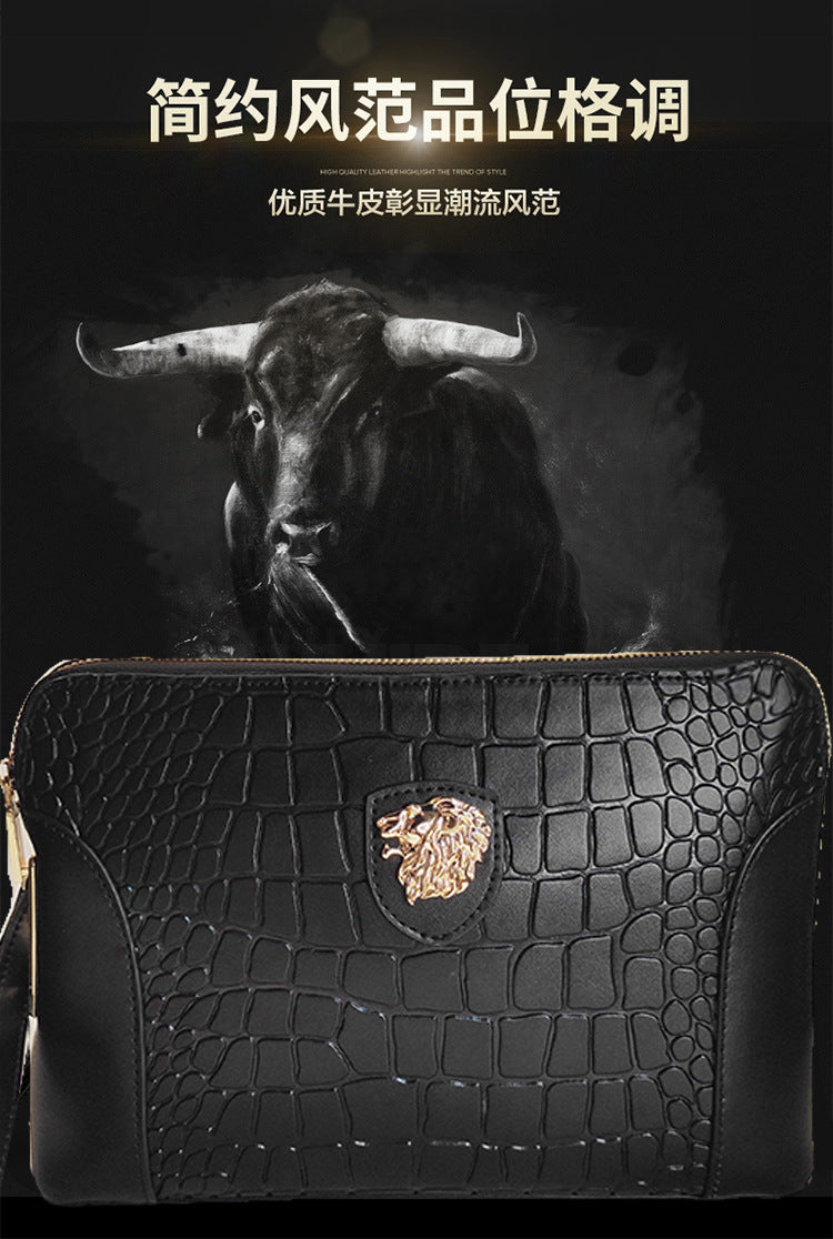 Beginner Handbag Men's Genuine Leather Handheld Smart Fingerprint Unlock Bag Business Large Capacity Clutch Bag