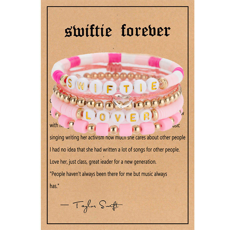 Taylor Music Jewelry Bracelet for Women Versatile High-End Bohemian Accessories SWIFTIE Alphabet Soft Clay Bracelet