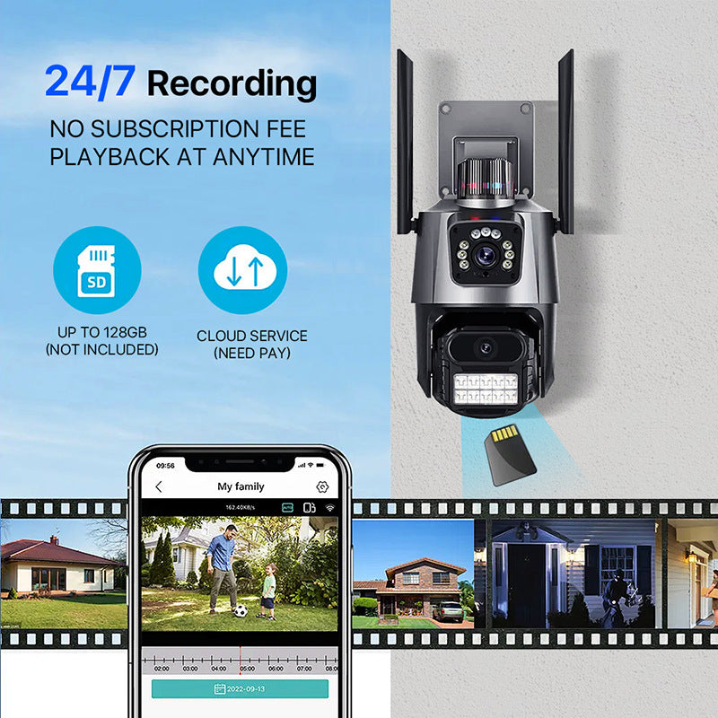 Surveillance Camera Dome Dual Screen Home Connection APP Binocular dual-lens outdoor HD wireless camera