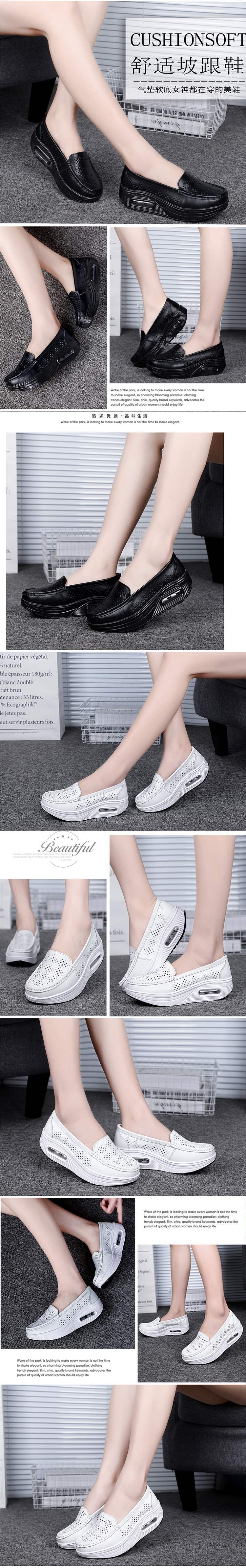 Summer Hollow Breathable Platform Shoes Thick Sole Nurse Shoes Mom Shoes Korean Style Wedge Waterproof Platform Rocking Shoes