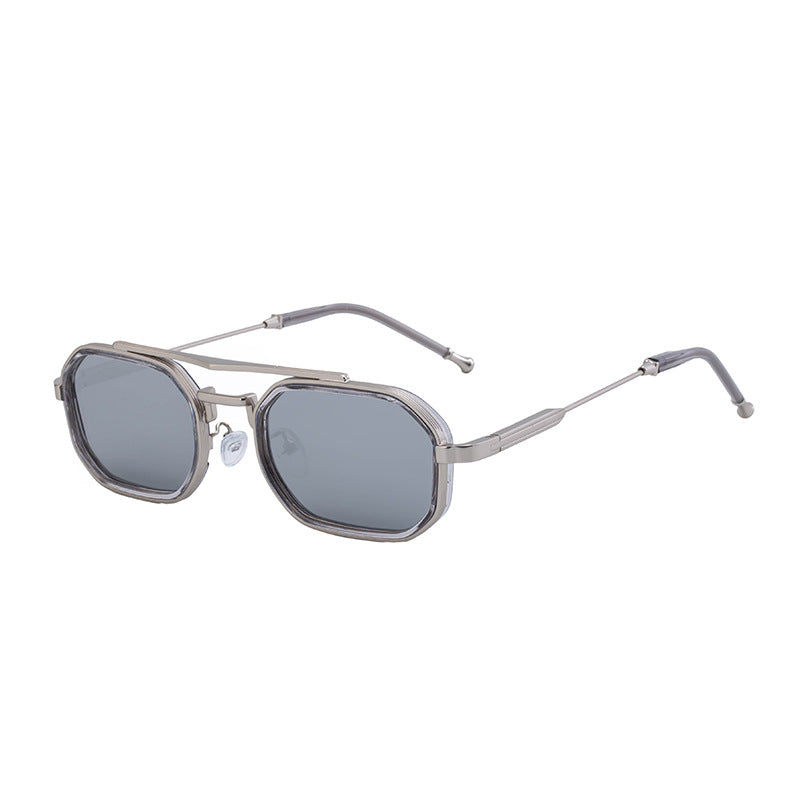 2025New Small Frame Glasses Men Double Beam retro Sunglasses Men's High Sense Full Frame Sunscreen Sunglasses shades