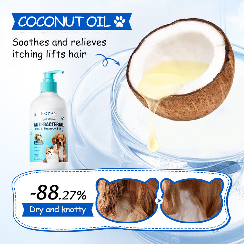 Pet Coconut Bath and Shampoo 2-in-1 EXGYAN Hair Care Cat and Dog Shampoo Cross-Border Wholesale