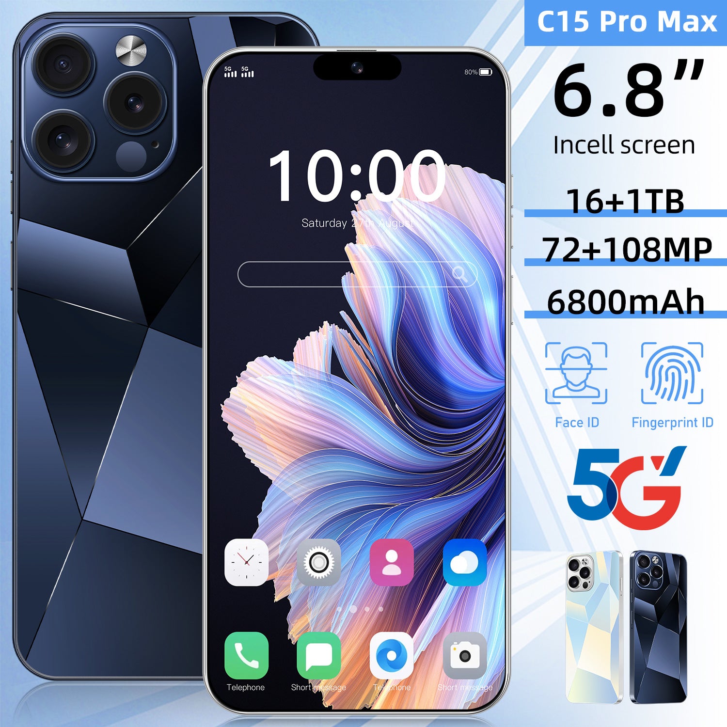 New C15 ProMax In-stock Android Phones16+1T Mobile phone factory available