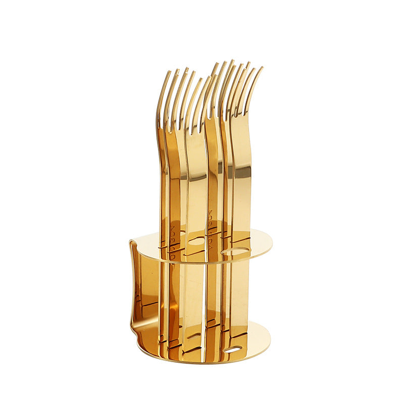 304Stainless Steel Fork Hotel Restaurant Fruit Fork with Base6Home Cake Dessert Fork Set