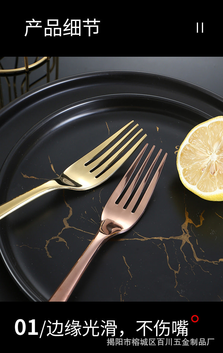 304Stainless Steel Knife Fork Spoon Thickened Tableware Western Hotel High-end Steak Knife Fork Dessert Spoon Set Kunting