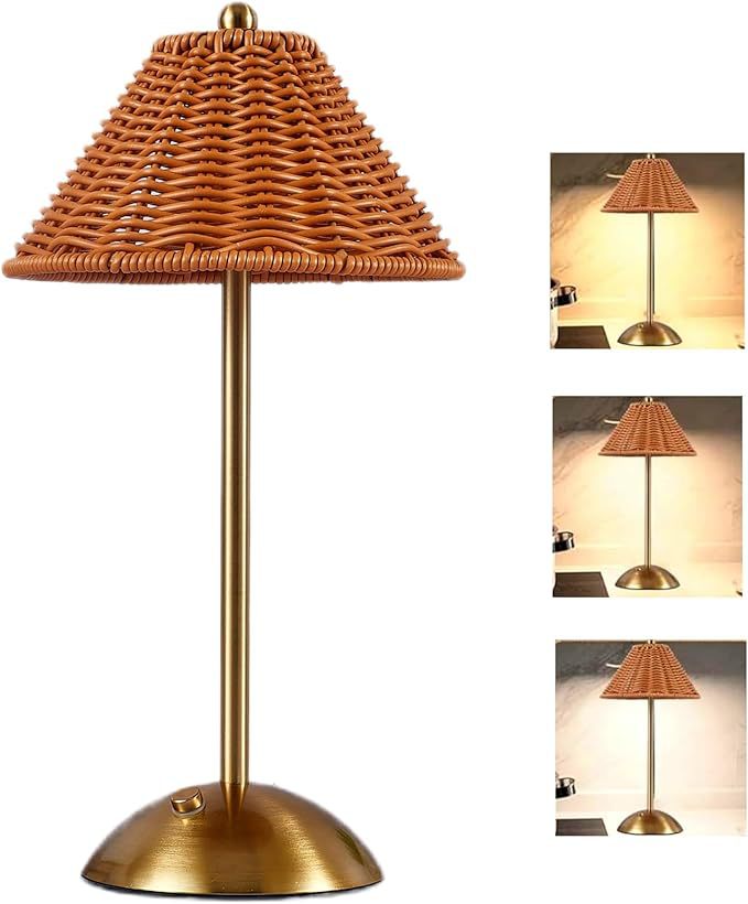 Bohemian Rattan Creative Table Lamp LED Rechargeable Table Lamp Decoration Home Decoration Night Light Ambient Light