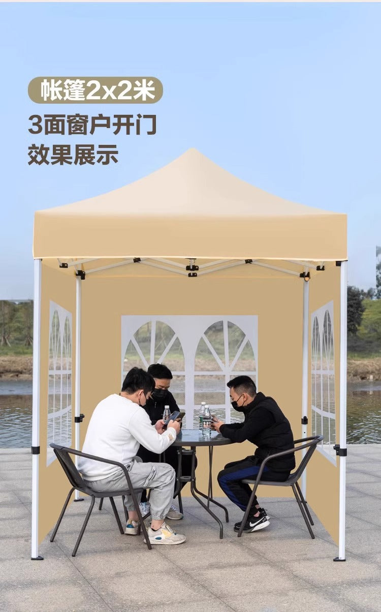 Four-Corner Tent Cover Night Market Stall Khaki Transparent Rain Cover Outdoor Thickened Zipper Version Winter Rainproof Enclosure