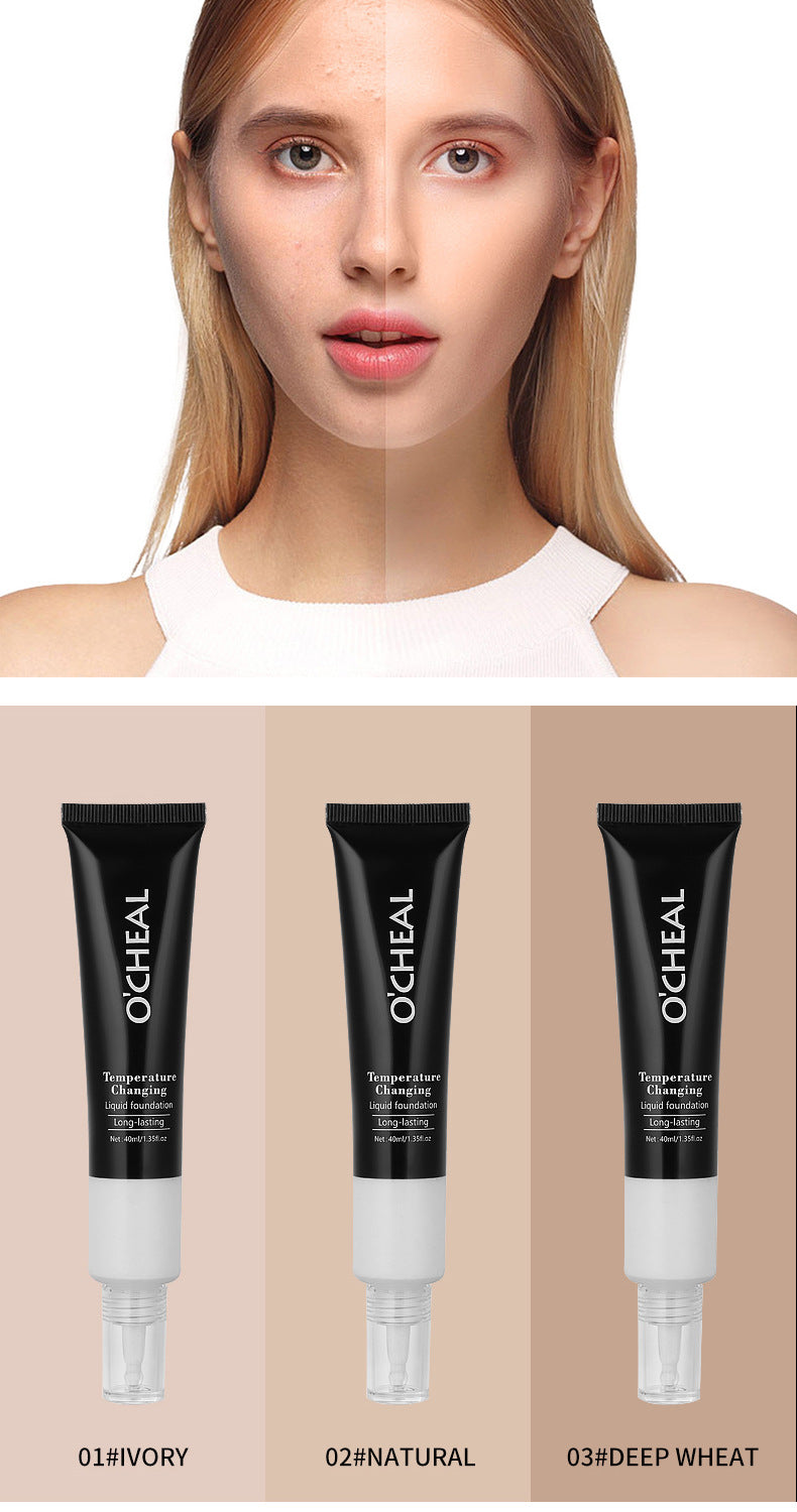 Color-Changing Foundation40ml Wheat Color Acne Scar Dark Circles Concealer Coverage Bare Skin Foundation Cream Version