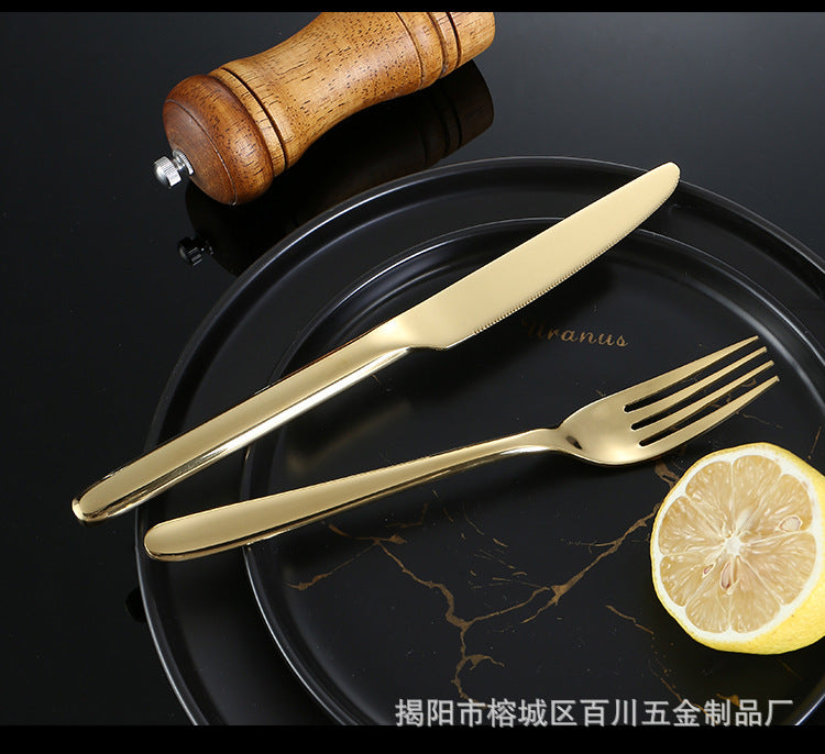 201Stainless Steel Knife Fork Spoon Heavy Moonlight Tableware Western Food Hotel Household Steak Knife Fork Dessert Spoon Wholesale