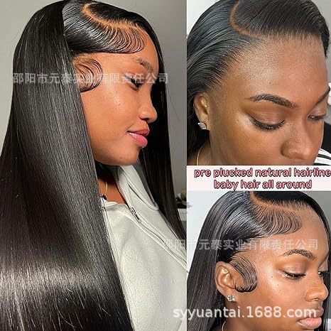 13x4 Lace Front Wigs Long Straight  Black Synthetic Wigs