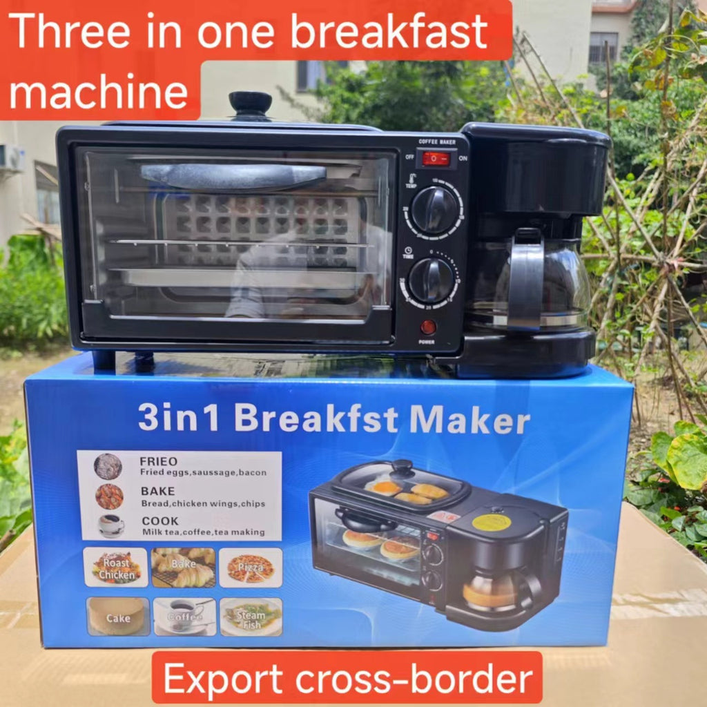 Export Multifunctional Household 3-in-1 Breakfast Machine Coffee Machine Bread Machine Intelligent Timing Baking Electric Oven