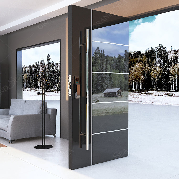 American Style Contemporary Solid Wood Entry Main Entrance Doors Front Doors for Houses Modern Exterior Main Pivot Door
