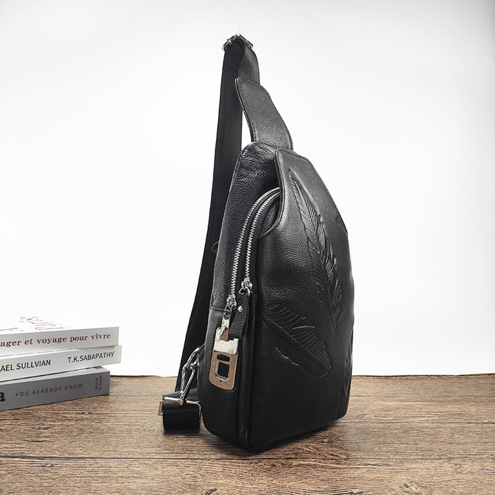 Anti-theft Bag Men's Genuine Leather Chest Bag High-end Security Password Lock Travel Outdoor Crossbody Small Backpack Men's Shoulder Bag