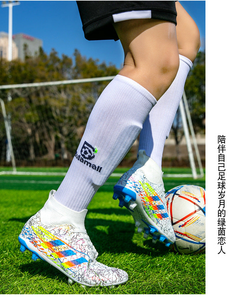 New high-top soccer shoes for men and women AG Spike TF Broken Nail Youth Student Grassland Competition Training Shoes