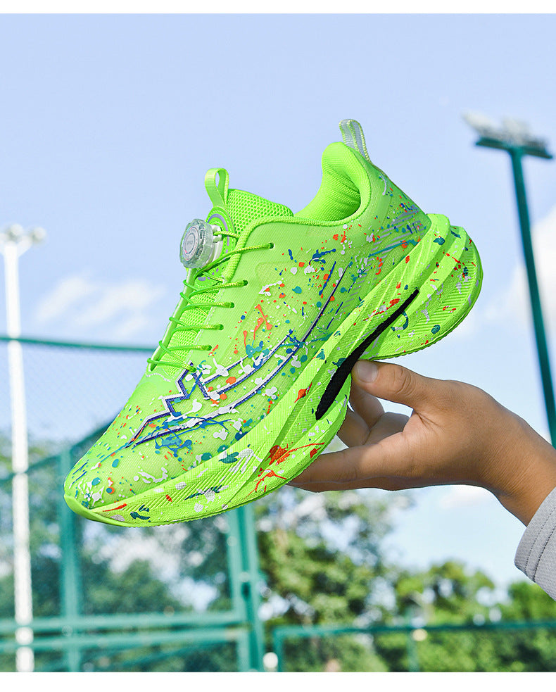 2025Four Seasons New Casual Couple's Real Explosive Carbon Plate Rotating Buckle Running Shoes Youth Graffiti Fashion Sports Shoes