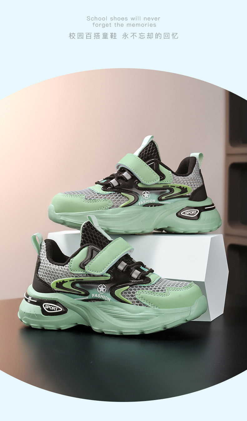 Children's casual shoes breathable single mesh fashion children's shoes2025Spring new style soft sole non-slip wear-resistant elementary school student sneakers