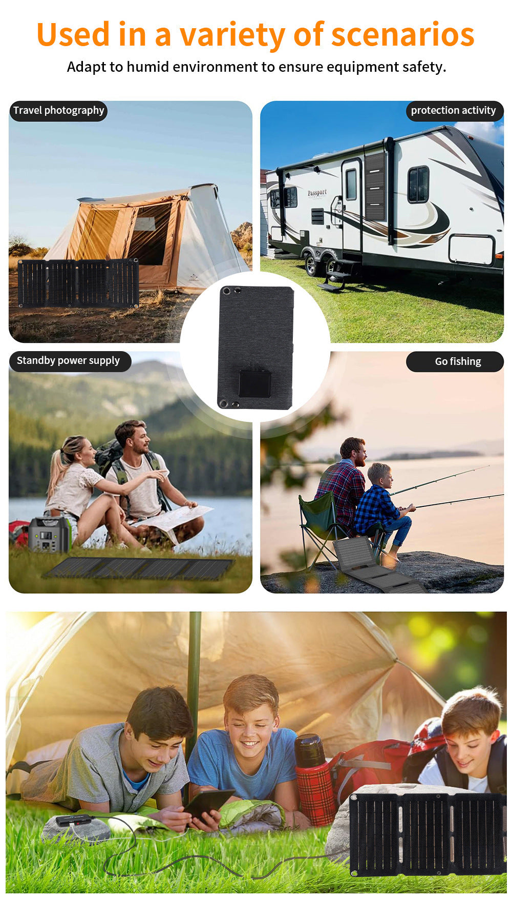 10W Solar Panel Solar Folding Bag ETFE Efficient Mobile Phone Power Bank Outdoor Portable Photovoltaic Power Supply