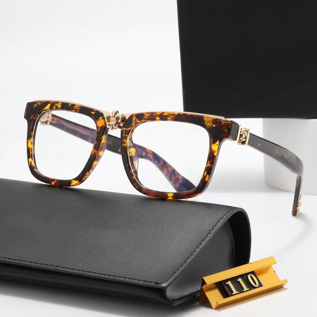 TR Vintage Square Frame Glasses for Men and Women Fashion Trend Anti-Blue Light Plain Glasses Crow Star Internet Celebrity Same Style logo
