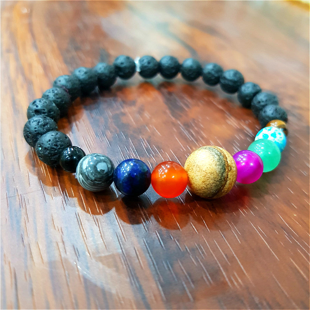 Hot-Selling Universe Galaxy Solar System Eight Planets Bracelet Guardian Star Natural Stone Bead Bracelet Seven Meridians Bracelet