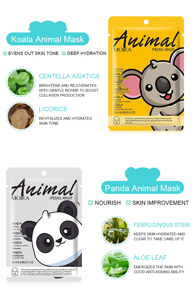 Cartoon Animal Mask Wholesale Full Single Piece Pack Firming Hydrating Moisturizing Brightening
