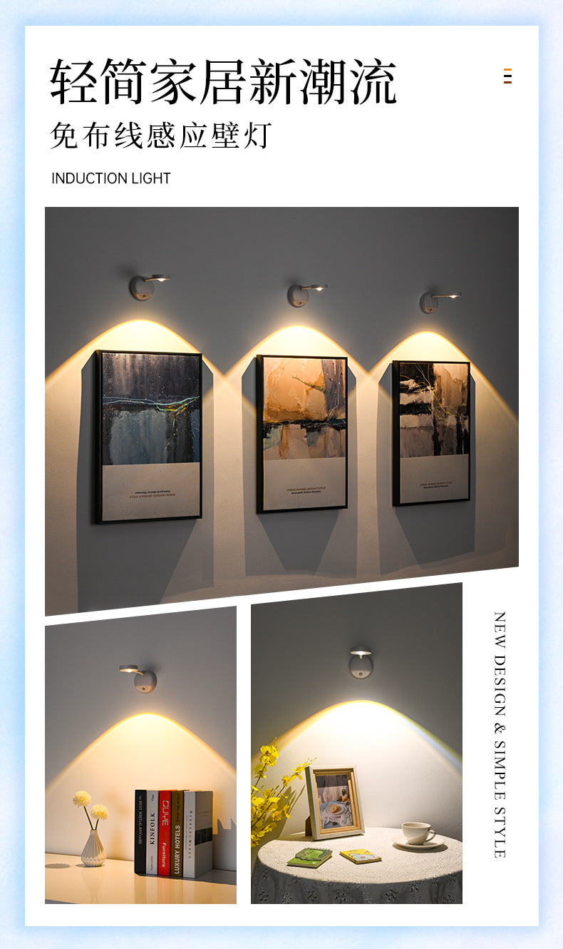 new indoor wireless wall light spotlight Charging led Intelligent Human Body Sensor Light Remote Control Picture Light