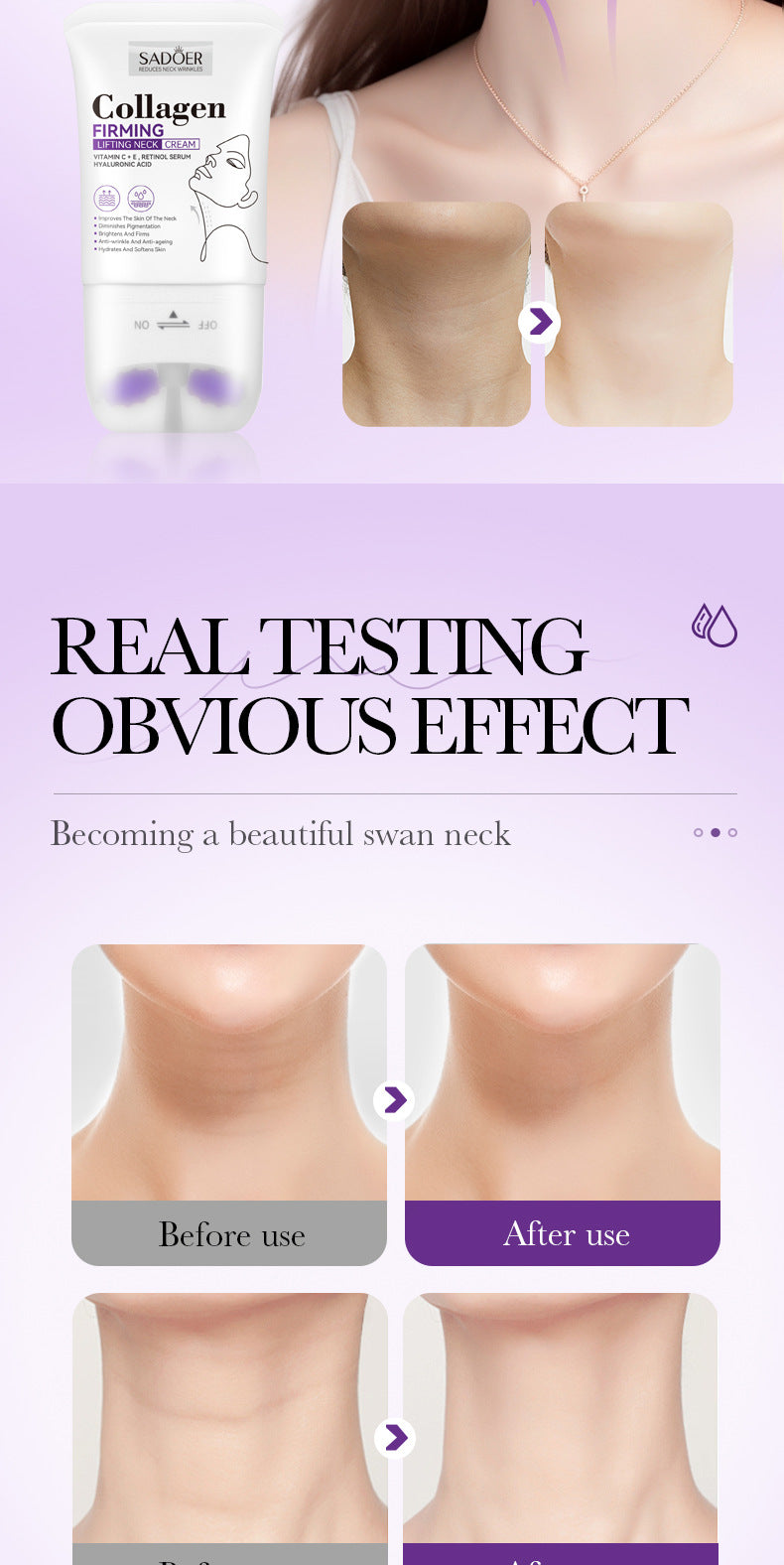 Full English Collagen Neck Cream110ml SADOER Firming Roller Neck Lifting Cream  Wholesale