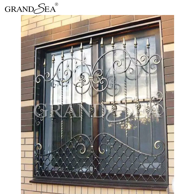 Modern Pretty Ornamental Wrought Iron Window Grill Grates Design for Safety Corrosion Resistance