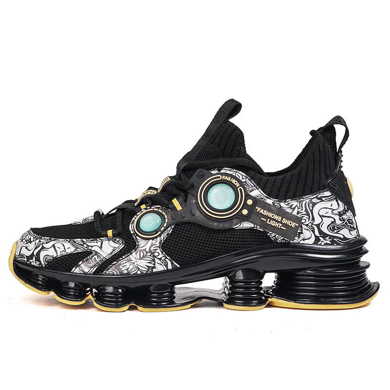 Blade Rebound Men's Shoes Mesh Breathable Running Shoes Youth Trendy Versatile Height Increasing Shock Absorption Sports Shoes